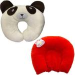 Chinmay Kids Combo of New Born Baby Soft Head Support Pillow with Mustard Seeds & Baby Soft Neck Support Pillow for Head Shaping (0-12 Months, Pack of 2) (Red- White)