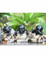 Miss Peach - Multicolor Handcrafted Vastu Set Of 3 Laughing Buddha Statues For Home Decor Showpieces , Diwali Gift, Best Gift for Diwali Decor, Diwali Decoration