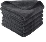 Auto Hub Microfiber Cloth- 600 GSM - 40cm X 40cm - 5PC- Double Sided, Thick Plush, Lint Free, Super Water Absorbent Microfiber Towel for Car & Bike Cleaning, Polishing, Washing & Detailing (Grey)