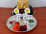 GoldGiftIdeas New Premium Plus (8 Inch) Pooja Thali Set, Pooja Thali Set Decorative, Wedding Gift