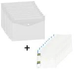 Shining Zon Combo Pack of 5 Report File Folder A4 Size with Pack of 5 Plastic Button File Folder A4 Fs Legal Button Closer File Transparent