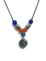 Astroghar Tibetan Double Dorje And Buddha Lucky Charm Om Mani Padme Hum Mantra White Metal Pendant