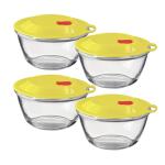 Treo By Milton Mixing Bowl With Eazy Lid Set of 4, 440 ml, Yellow