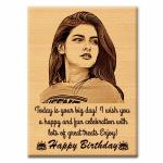 earth craft 'Happy Birthday' Personalized Engraved Rectangular Wooden Photo Plaque Gift For Girlfriend (5 X 4 Inches, Brown)(Tabletop)