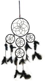 Ryme Black Feng Shui Handmade Dream Catcher For Wall Hanging Wall Decor Wool Dream Catcher, 7 Inch