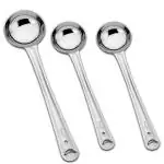 Parage 3 Pieces Stainless Steel Ladle Set for Kitchen Cooking and Serving, Pack of 3, Karchi/Soup Ladle/Kalchun, Silver (Size: 12.5 inches x 1, 11 inches x 2)