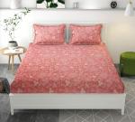 DREAM WEAVERS 100% Cotton Bedsheet Double Queen Size with 2 King Size Pillow Covers, Flat Cotton Sheet, Pink Bedsheet for Girls, Floral 210TC Bed Sheet, Breathable Wrinkle Free Fade Resistant Bedsheet 90x100 Inch- Light Pink