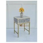 Bone inlay Antique furniture Bone inlay one drawer Nightstand Handmade bone inlay bedside table (44x35x63)cm