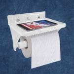 CUROVIT Unbreakable Frosted Acrylic Paper Holder with Mobile Stand/Tissue Paper Holder/Paper Stand for Bathroom Accessories - 1 pc