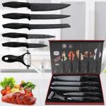 ECOVISTA 6 Pcs Kitchen Knife Set with Covers, High Carbon Stainless Steel Black Colour Coated Chef Knife I Utility Knife I Sontuku Knife I Bread Knife I Utility Knife