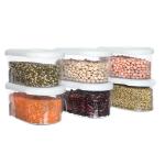 Cutting EDGE See And Slide Easy Flow Dispenser Kitchen Container Set - Storage Box Idle for Cereal, Spices, Pulse, Rice, Pasta, Snacks (Set of 6, White,1L)