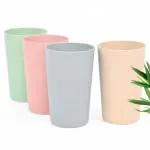Eha Earth-Friendly Unbreakable Drinking Glass Set of 4 for Water and Juice | 250 ml Each | Tumblers Made with Rice Husk & Bamboo Fibers | Microwave Safe | for Hot & Cold |Multicolor