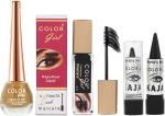 Color Girl Eye Care Makeup Kit with Water Proof Mascara, Long Lasting Water Proof Kajal, Gold Liquid Eye Liner