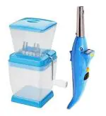 FIRST FRONT Vegetables Plastic Onion Chopper With Dolphine Shape Electric Gas Lighter & Multicolour, (Pack of 2) l Kitchen Tools l Essential Kitchen Tools l Tools l Kitchen l Utensils l Stainless Steel Tools l Steel Kitchen Tools l Metal Tools