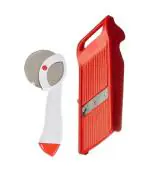 FIRST FRONT Stainless Steel Apex Pizza Cutter With Stainless Steel Johny Slicer Multipurpose Potato/Onion Slicer and Vegetable Slicer and (Multicolour, Pack of 2)