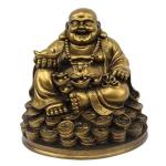Murti Spandan Laughing Buddha Statue Gold Happy Peace Buddha Figurine Sitting Brings Wealth for Home Decor Gifts