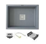 Ruhe Smoke Grey Quartz Single Bowl 24x18x9 inches Kitchen Sink | Quartz Single Bowl Kitchen Sink | Matt Finish | Kitchen Sink/Sink Coupling/Waste pipe