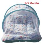 Nagar International Blue Cotton Bassinet & Cradle Bedding with Mosquito Net 70x40x38 cm (Mt-01 Blue)