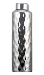Prabha Hammered Double Wall Stainless Steel and Copper Fridge Water Bottle Office College School Kids, Capacity 750 ml