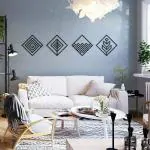 Triad basics Four Elements Wooden Wall Art, Wall Decor, Black wooden art home decor items for Livingroom Bedroom Kitchen Office Wall (23x23) cm each (4pcs) Style 2