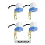 REVALS Plastic Water Proof 230 Volt Auto Day/Night On-Off Photocell Sensor Switch for Lights (White) -4 Pieces