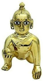 Navyaksh- Maa bhagwati traders brass ladoo gopal ji Decorative Showpiece - 3 cm (Brass, Gold)
