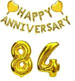 Festiko Gold Happy 84 Anniversary Combo Balloon Banner, 84th Anniversary Party Decorations, Perfect For 84th Wedding Anniversary Party Decorations Supplies