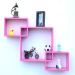 webshoppee Wooden Intresecting storage Wall Shelves Rack MDF (Medium Density Fiber) Wall Shelf (Number of Shelves - 3, Pink)