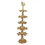 Kalarambh Bharat Haat Yellow Brass Five Step Oil Lamp Handicraft Art 29.21 x 29.21 x 101.6 cm