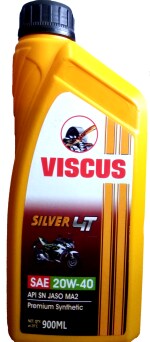 VISCUS Viscus 4T Petrol Engine Oil for Bikes SILVER 4T 20W40 SN/MA2 Premium Synthetic BS-6 (1L) Drain interval 10000+ Kms