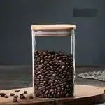 SHG ENTERPRISE Square Glass Jar with wooden lid -1200ml | Home & Kitchen Uses Food Storage Glass Jars & Containers with Wooden Lid