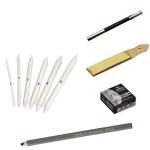 Qatalitic Paper Stumps For Blending With Pencil Extender,Charcoal Pencil, Kneadable Art Eraser &Amp; Sand Paper Assorted Drawing Media