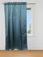 Zeba Bluish Grey Motiff Embroidered Polyester Blend Door Curtain - 52 X 84 Inch