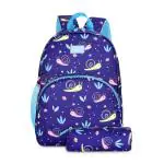 The Clownfish Navy Blue Polyester Cosmic Critters Series Printed Kids School Bag With Free Pencil Staionery Pouch - 15 Litres