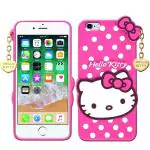 RUPELIK (Hello Kitty iPhone 7 Pink) Hello Kitty Rupper Back Case Cover |3D Cute| Soft Silicone Back Cover with Pendant Compatible for iPhone 7 / iPhone 8 (Pink)