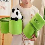 AN Teddy Toys | Cute Sugarcane Panda Soft Plush Stuff Toy In Side Zipper Bag for Baby Kids 30 cm