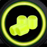 Care N Made | Yellow | Luminous Wheels Cap Tire Valve Stem, Glow Luminous at Night, Air Caps Cover Fluorescent, Illuminated Auto Car Wheel Valve Stem Caps Cover Set of 4 Compatible with Mini Cooper