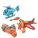 Ktrs Enterprise Diy Assembling Trucks Helicopter,Scooter Bike & Plane Toy 3Pic Set