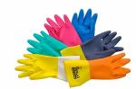 SHUKLAZ Hand Gloves Reusable Domestic Gloves Blue For Toilet, Pink For Kitchen, Orange For General Purpose Cleaning, Green For Gardening And Black For Garbage Handeling - Pack Of 5 Pairs