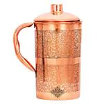 Indian Art Villa Embossed Design Copper Jug 1200 ml