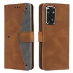 Autofocus Faux Leather Back Case Flip Cover for Mi Redmi Note 11, Redmi Note 11 with ID Card Slot | Foldable Stand | 2 Card Slot | 1 Cash Slot | Magnetic Closure - Executive Brown, 21774