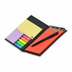 COI Notepad Memo Holder Desk Organizer with Colorful Sticky Notes with Pen (Crimson Red)