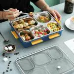 KidsClue 5 Compartment Stainless Steel Lunch Boxes for Children and Adults (You can Use It For Only Dry Item) (Assorted Color)