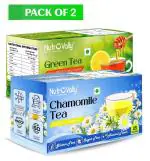 Nutrovally Lemon Honey & Chamomile Tea Combo | Premium & Detox Refreshing Tea | Green Tea Bags 25+25 Bag