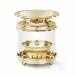 True Decor 5 Inches Camphor Diffuser/Aroma Incence Burner/Kapoor Dani Brass Akhand Diya for Puja with Borosilicate Glass Cover || Multipurpose Essential Oil Camphor Burner (Pack of 1)