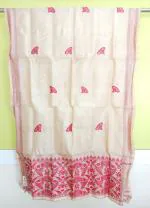 HARMOHAN SILK FACTORY_Pure Tusser Silk Floral Print Assamese Gamosa (Handwoven)
