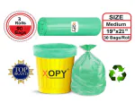 Xopy Bio Degradable Eco Friendly Green Garbage Bag Medium Size | Dustbin bag | Trash Bag Color Green, Size 19 INCH* 21 INCH, Pack Of 3, 90 Bag