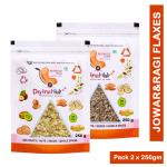 Dry Fruit Hib - Ragi & Jowar Flakes Original 500 g | Pack of 2 Each 250g | Power of 5: Energy, Protein, Iron, Calcium, Vitamins B1, B2, B3 & C | Corn Flakes, Breakfast Cereal | Naturally Cholestrol Free100% Natural