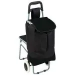 Inditradition Aluminum Shopping Trolley Bag with in-Built Stool & Wheels (Black)
