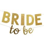 Festiko Bride To Be Gold Glitter Banner Wedding Bunting Garland, Sign Photo Prop, Party Decoration, Bridal Shower Decor, Bachelorette Party Banners
